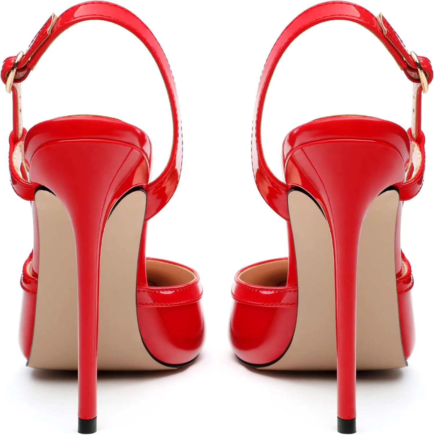NUMALEO Women's Pointed Toe High Stiletto Heels Slingback High Heel Pumps Backless Patent Leather Fashion Sexy Dress Shoes for Women