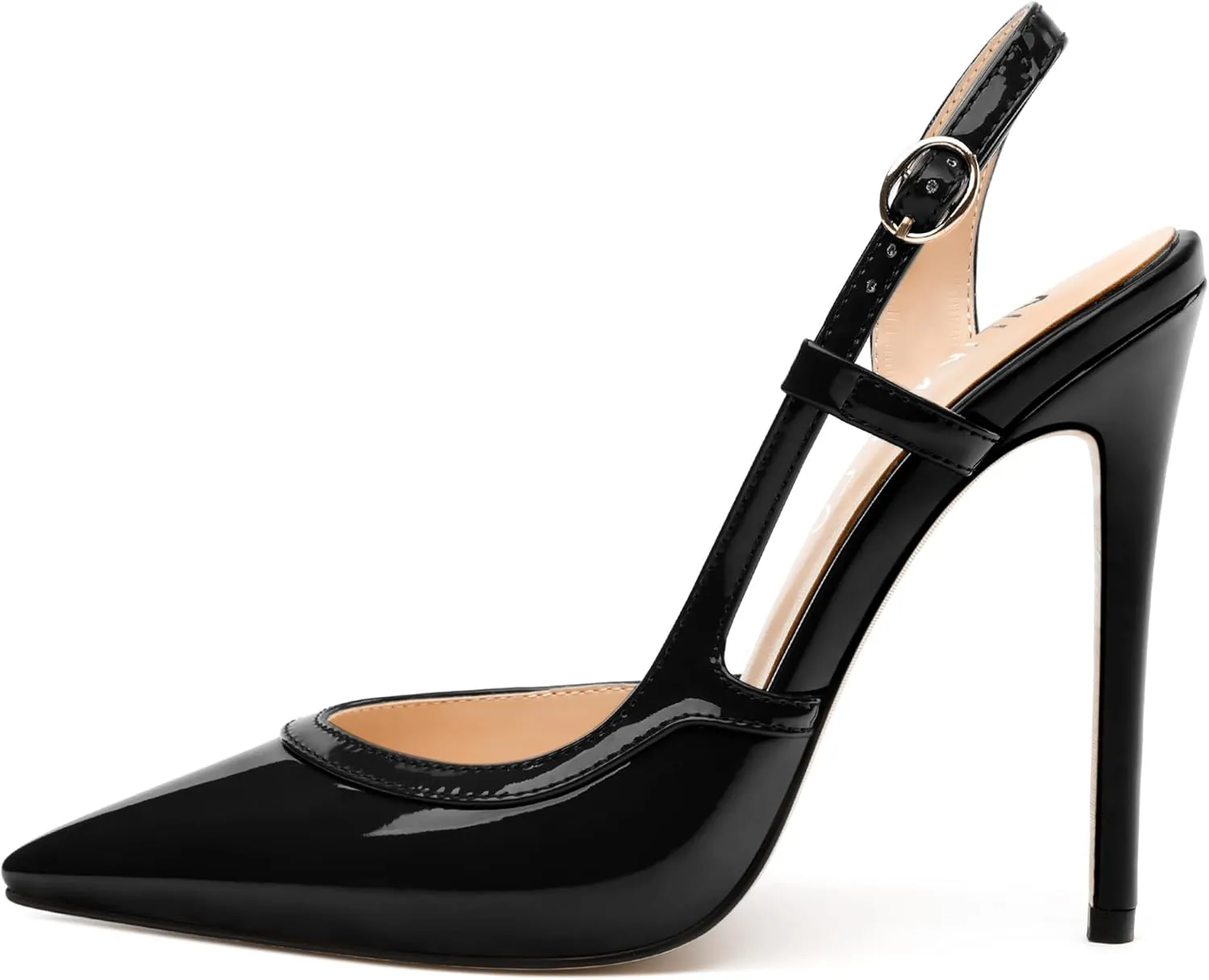 NUMALEO Women's Pointed Toe High Stiletto Heels Slingback High Heel Pumps Backless Patent Leather Fashion Sexy Dress Shoes for Women