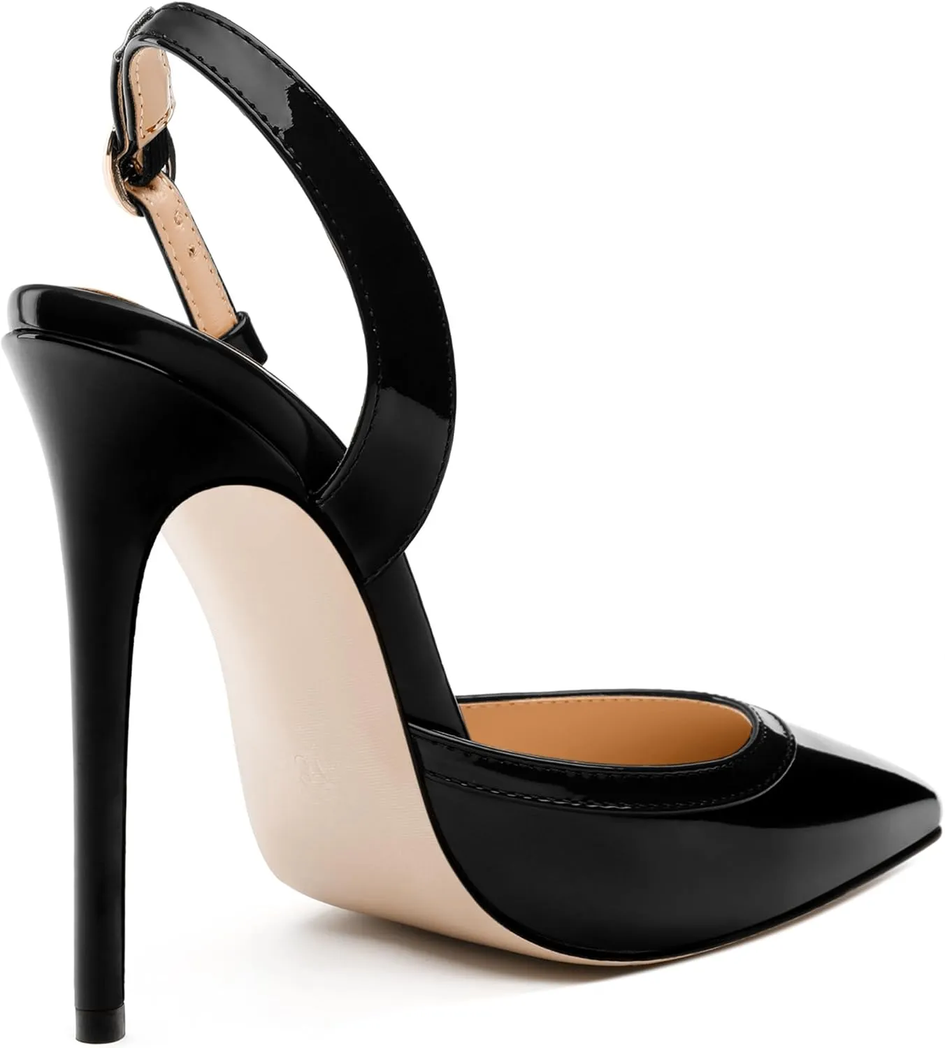NUMALEO Women's Pointed Toe High Stiletto Heels Slingback High Heel Pumps Backless Patent Leather Fashion Sexy Dress Shoes for Women