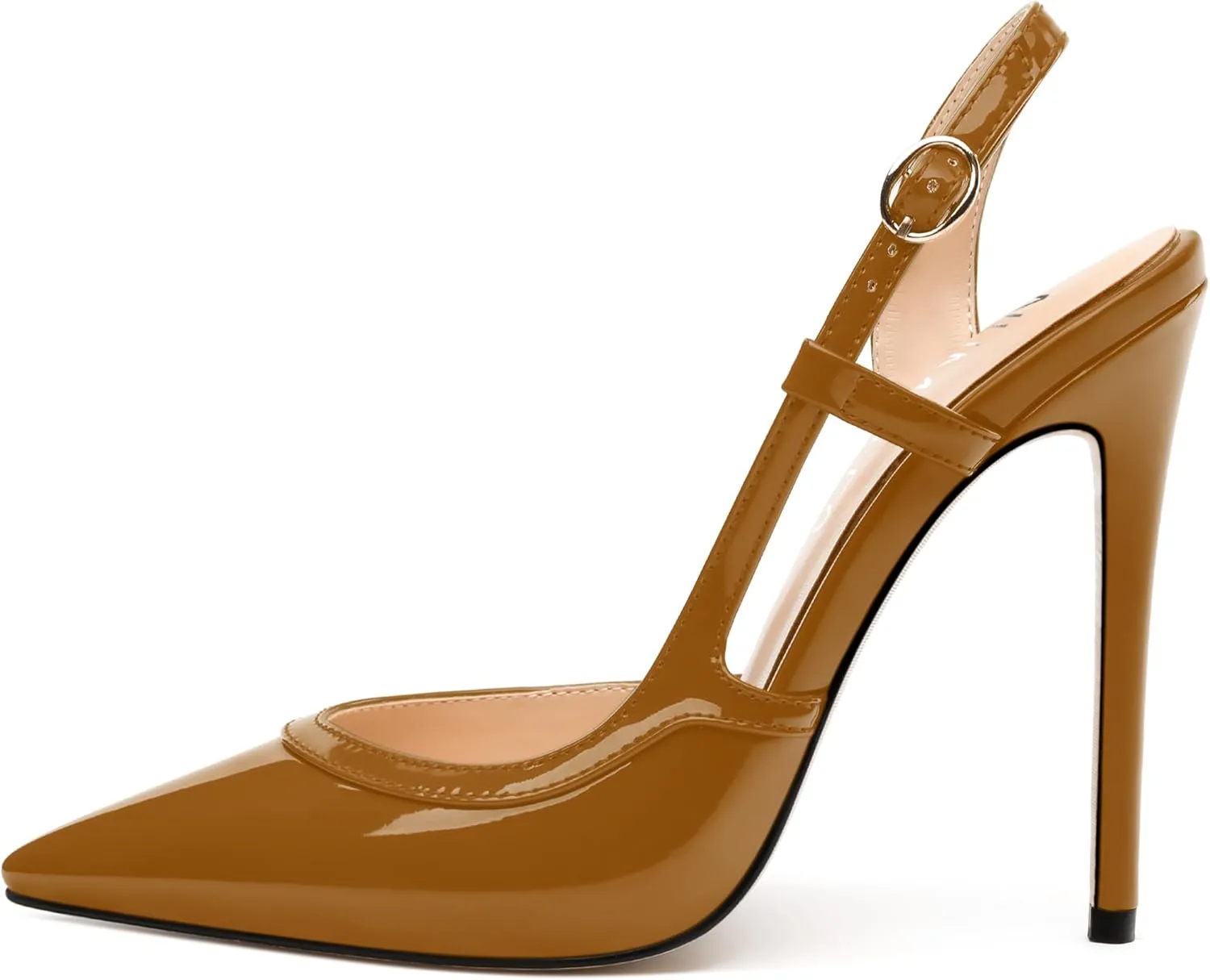 NUMALEO Women's Pointed Toe High Stiletto Heels Slingback High Heel Pumps Backless Patent Leather Fashion Sexy Dress Shoes for Women