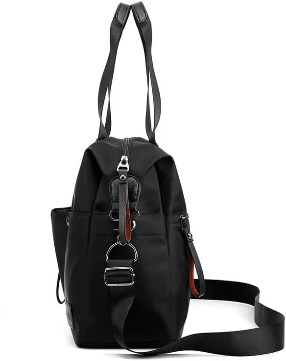 Nylon Crossbody Bags for Women Waterproof Shoulder Messenger Bag Large Multifunctional Top Handle Handbag Casual Tote Black