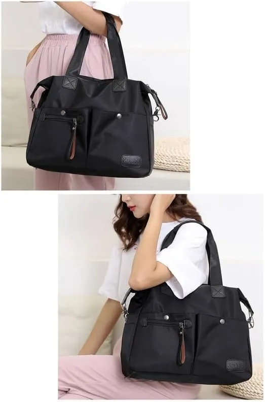 Nylon Crossbody Bags for Women Waterproof Shoulder Messenger Bag Large Multifunctional Top Handle Handbag Casual Tote Black