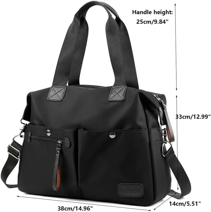 Nylon Crossbody Bags for Women Waterproof Shoulder Messenger Bag Large Multifunctional Top Handle Handbag Casual Tote Black