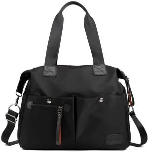 Nylon Crossbody Bags for Women Waterproof Shoulder Messenger Bag Large Multifunctional Top Handle Handbag Casual Tote Black
