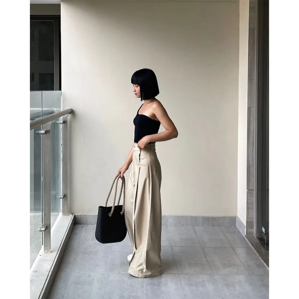 O BAG Classic XL with Canvas Fabric Inner Bag & Long Rope Handle in Black