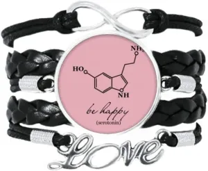 OFFbb-USA Happy Happiness Structural Chemistry Bracelet Love Accessory Twisted Leather Knitting Rope Wristband Gift