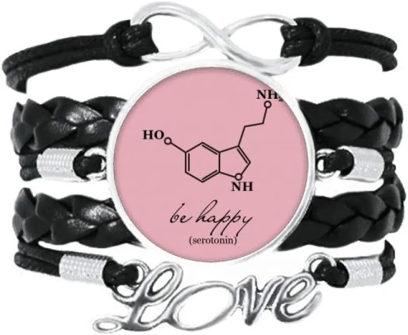 OFFbb-USA Happy Happiness Structural Chemistry Bracelet Love Accessory Twisted Leather Knitting Rope Wristband Gift