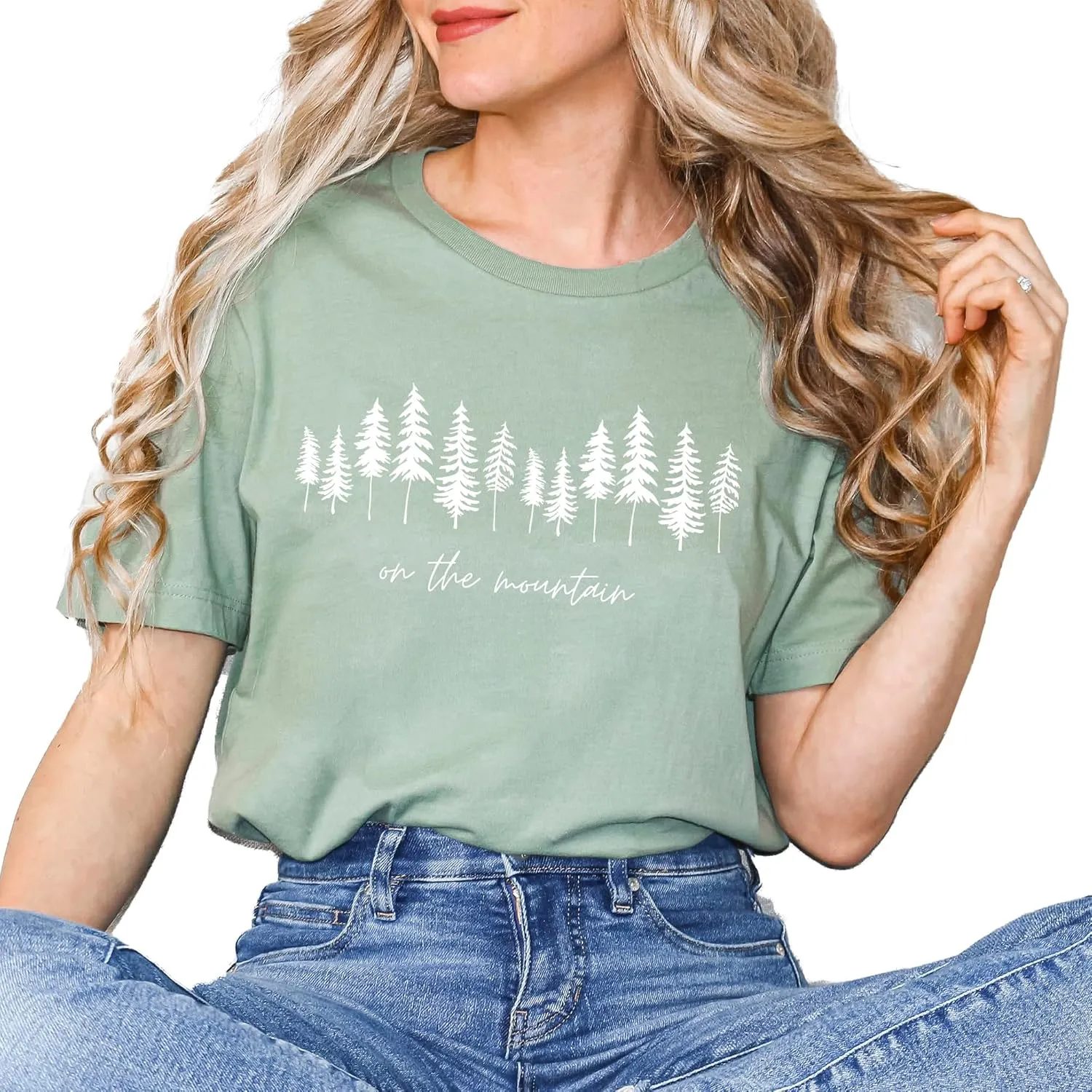 On The Mountain Women's Nature Camping Mountain Hiking Lovers Shirt Adventure Wild Outdoor Graphic Tees Tops