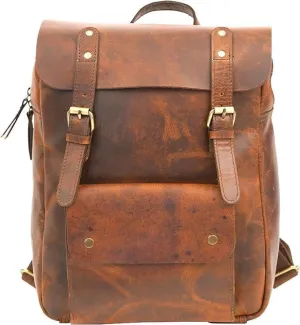 Orbit Art Gallery 16' Handmade Leather Backpack, Travel Rucksack, Hiking For Men and Women, Unisex Rustic Vintage Backpack