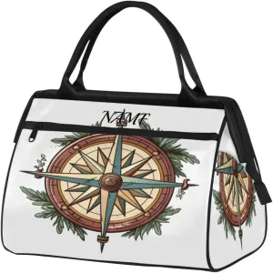 Original Tribe Compass Travel Sports Bag for Women Essentials Customized Name Carry On Duffel Gym Bag Personalized Accessories Large Tote Weekender Bag Ladies Beach Waterproof Bag