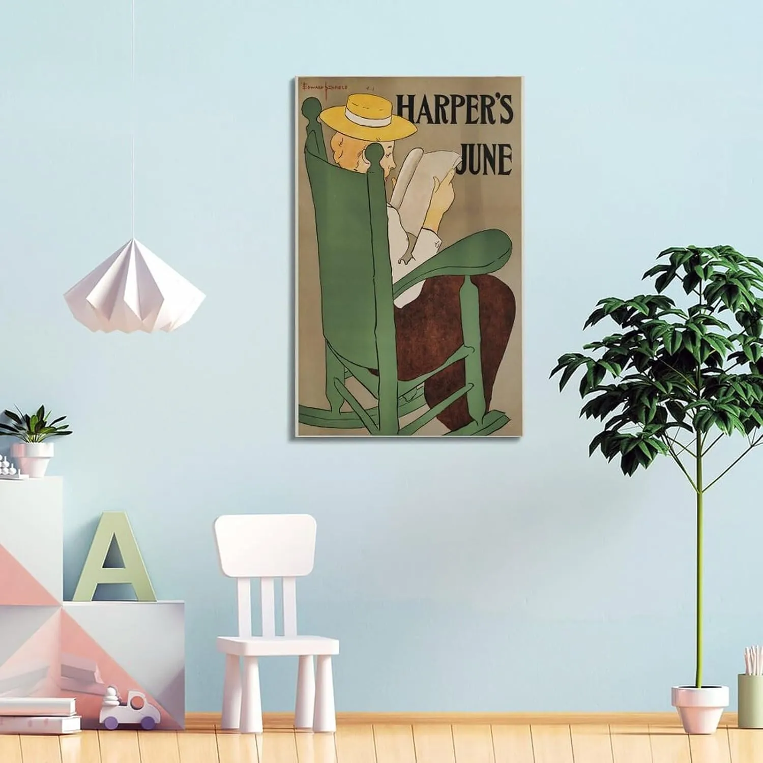 OUSIKA Edward Penfield (Harper's Magazine) Posters of Famous Paintings Painting On Canvas Wall Art Poster Scroll Picture Print Living Room Walls Decor Home Posters 08x12inch(20x30cm)