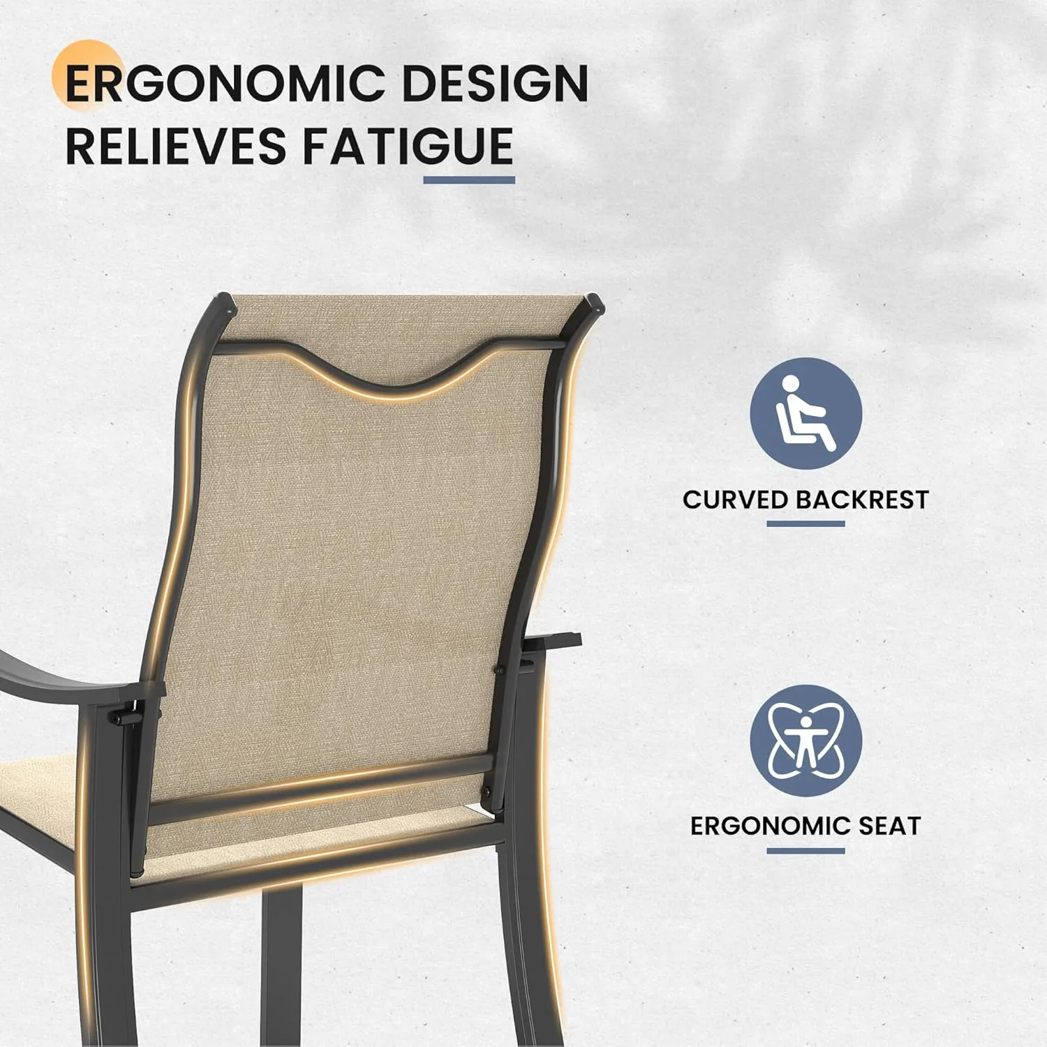 Outdoor Dining Chairs Set of 2, High Back Patio Chairs, All-Weather Textilene Outdoor Seating with Armrests for Lawn, Porch and Backyard (Brown 2 Chairs)