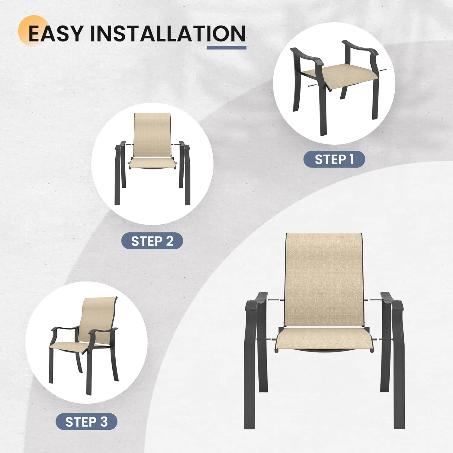 Outdoor Dining Chairs Set of 2, High Back Patio Chairs, All-Weather Textilene Outdoor Seating with Armrests for Lawn, Porch and Backyard (Brown 2 Chairs)