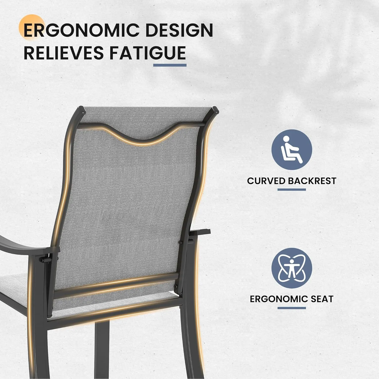 Outdoor Patio Dining Chairs Set of 2, High Back Patio Chairs, All-Weather Textilene Outdoor Seating with Armrests for Lawn, Porch and Backyard (Light Grey 2 Chairs)