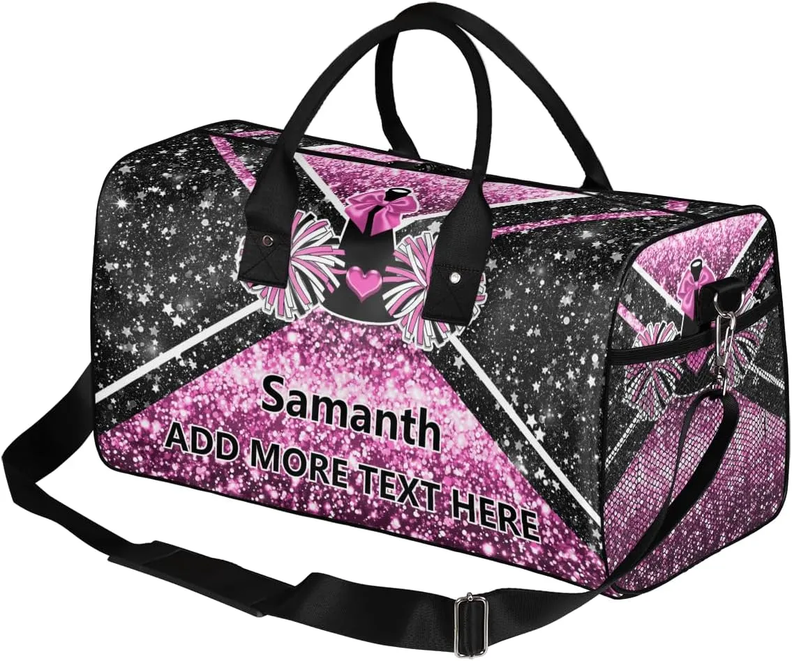 Overnight Shoulder Bag for Women Men Personalized Foldable Cheer Travel Workout Bag Carry on Weekender Bag for Sports Camping Gym