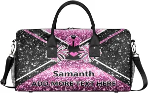 Overnight Shoulder Bag for Women Men Personalized Foldable Cheer Travel Workout Bag Carry on Weekender Bag for Sports Camping Gym