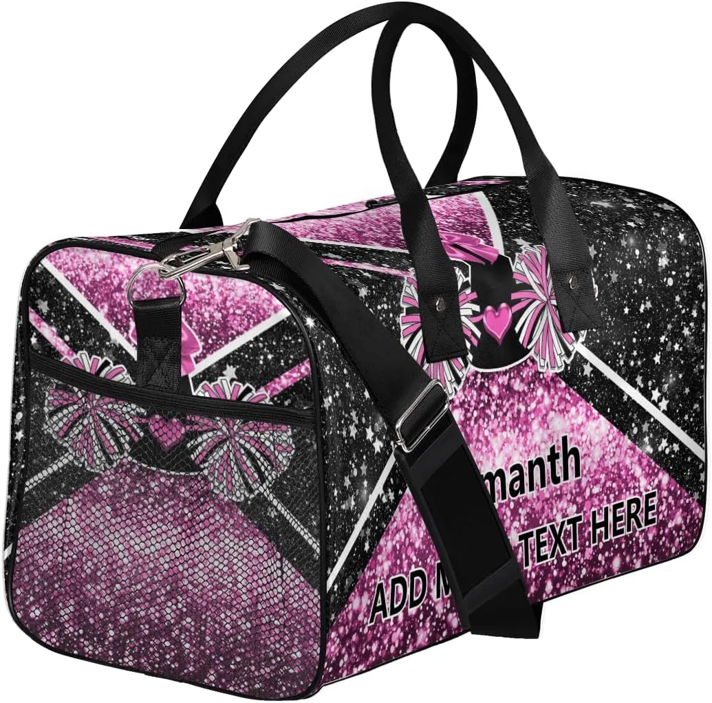 Overnight Shoulder Bag for Women Men Personalized Foldable Cheer Travel Workout Bag Carry on Weekender Bag for Sports Camping Gym