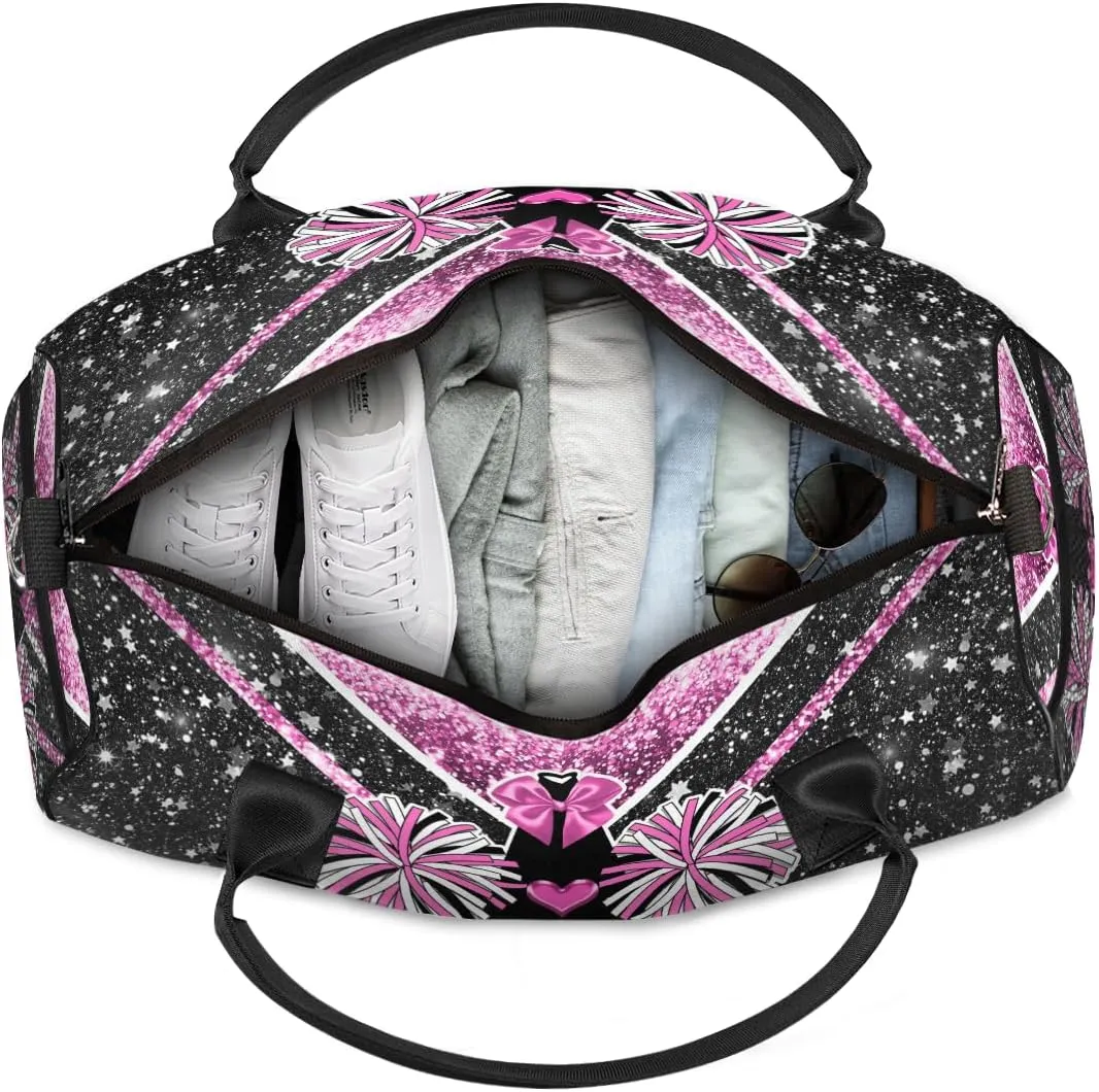 Overnight Shoulder Bag for Women Men Personalized Foldable Cheer Travel Workout Bag Carry on Weekender Bag for Sports Camping Gym