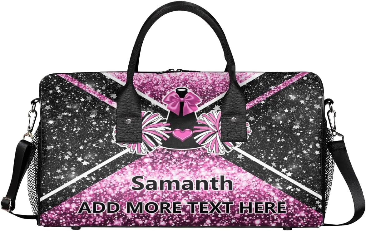 Overnight Shoulder Bag for Women Men Personalized Foldable Cheer Travel Workout Bag Carry on Weekender Bag for Sports Camping Gym