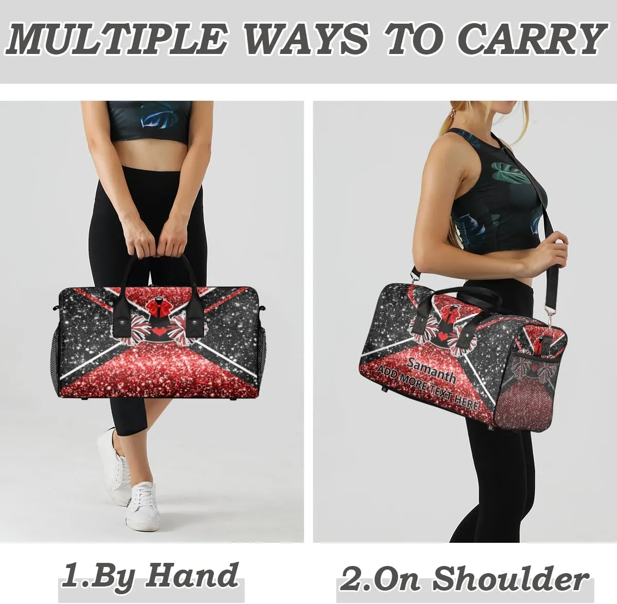 Overnight Shoulder Bag for Women Men Personalized Foldable Cheer Travel Workout Bag Carry on Weekender Bag for Sports Camping Gym