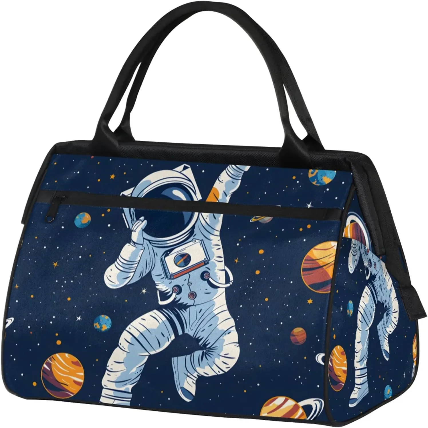 Overnight Weekender Bag for Women Men Cartoon Astronaut Space Waterproof Carry On Travel Duffel Bags with Zipper Lightweight Sports Gym Bag Luggage Workout Handle Bags for Traveling Yoga Camping
