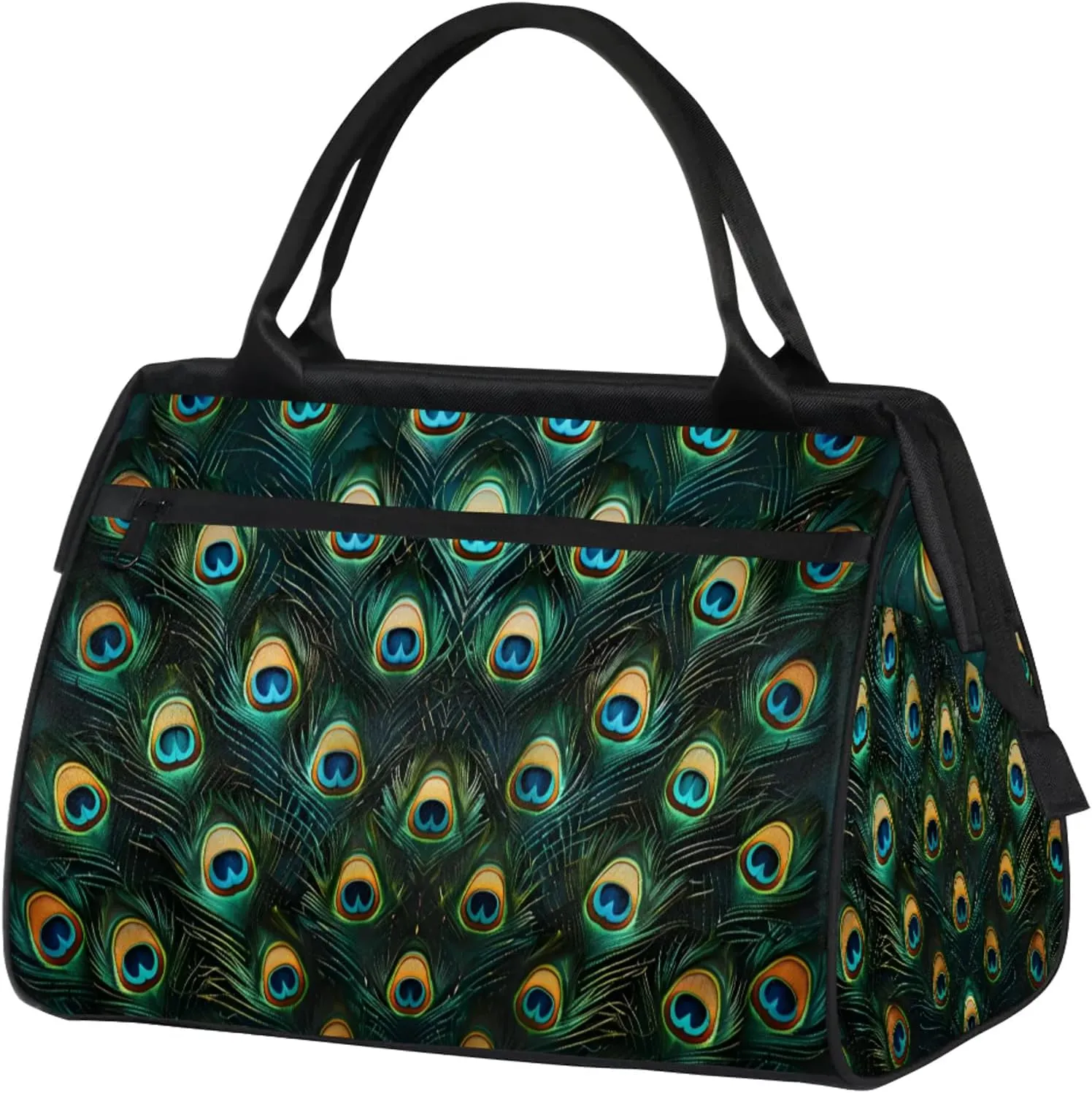 Overnight Weekender Bag for Women Men Green Animal Feathers Waterproof Carry On Travel Duffel Bags with Zipper Lightweight Sports Gym Bag Luggage Workout Handle Bags for Traveling Yoga Camping