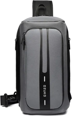 OZUKO Men Chest Crossbody Bags Waterproof Sports Shoulder Fashion Usb Multifunctional Sling Bag