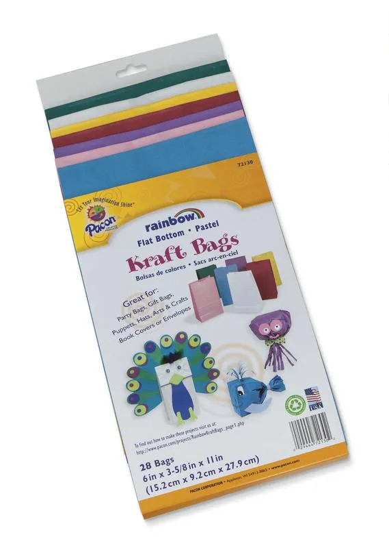 Pacon Rainbow® Kraft Bags, Pastel