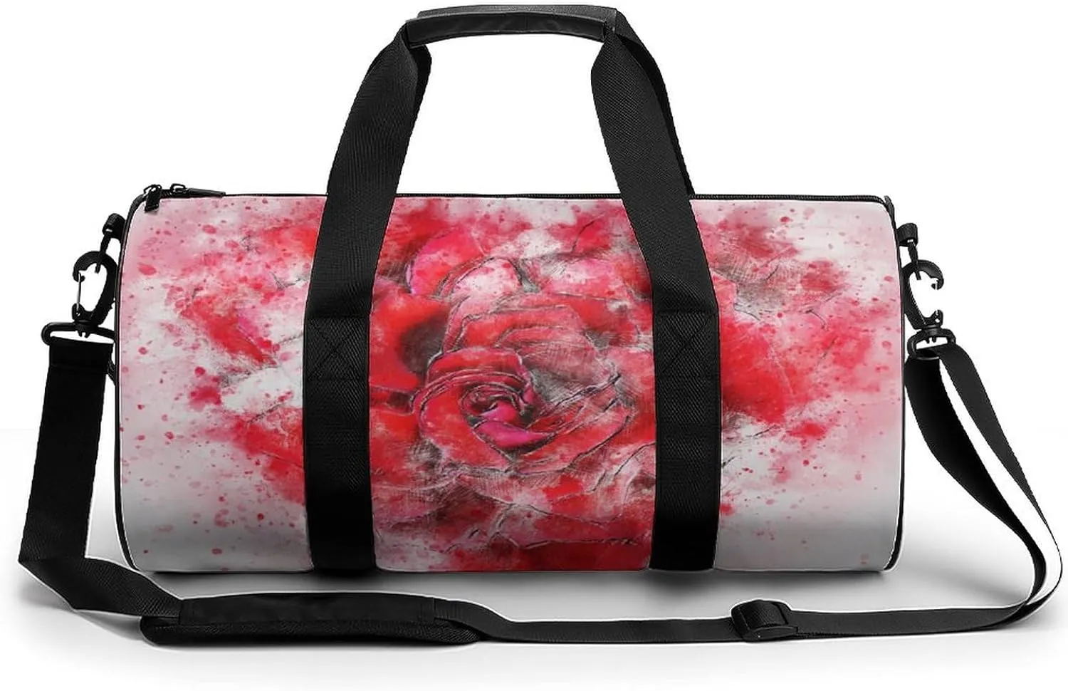 Painted Rose Compact Gym Bag Travel Duffel Bags Lightweight Foldable Sports Tote Gymbag