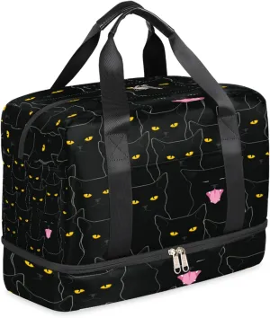 Pardick Travel Duffel Bags for Men Women Weekender Bag Overnight, Carry On Tote Luggage Bag for Vacation Trip Camping Gym (Cat)