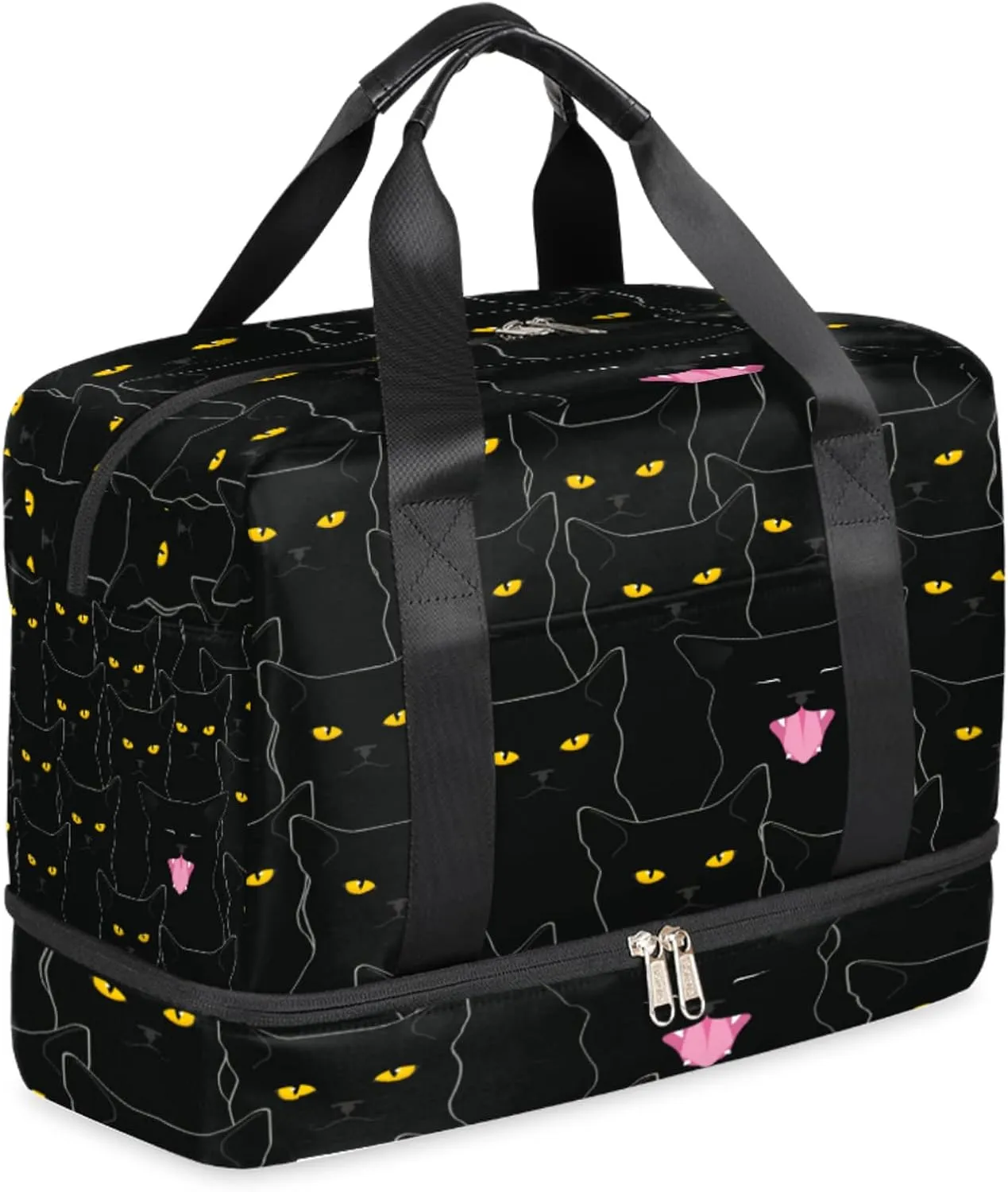 Pardick Travel Duffel Bags for Men Women Weekender Bag Overnight, Carry On Tote Luggage Bag for Vacation Trip Camping Gym (Cat)