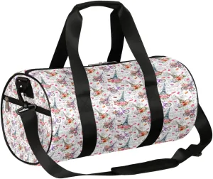 Paris Eiffel Tower Gym Bag Small Gym Duffel Bags for Men Women Flower Overnight Weekender Bag Lightweight Sport Duffle Bag Carry On Gymbag