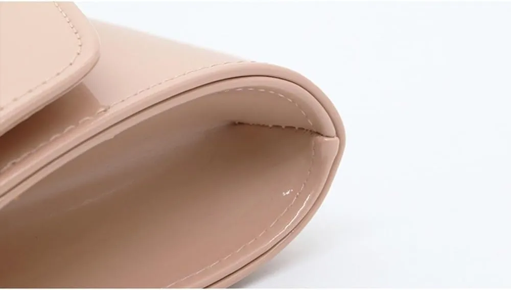 Patent Leather Envelope Clutch Purse Shiny Shoulder Bag Candy Chain Evening Bag Elegant Handbag