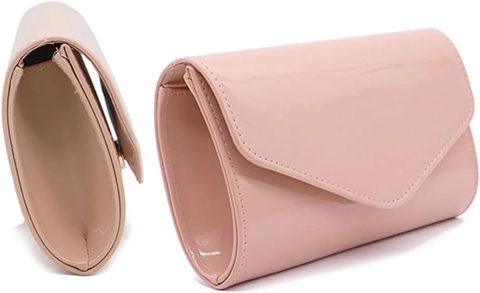Patent Leather Envelope Clutch Purse Shiny Shoulder Bag Candy Chain Evening Bag Elegant Handbag