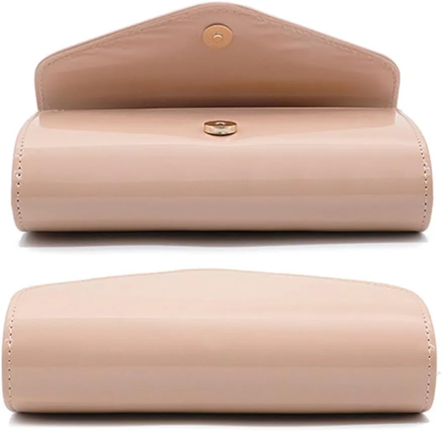 Patent Leather Envelope Clutch Purse Shiny Shoulder Bag Candy Chain Evening Bag Elegant Handbag
