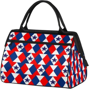 Patriotic Star Ikat Weekender Bags for Women 25L Small Travel Duffel Bag Teen Girl July 4th USA Overnight Tote Bags Ladies Gym Duffle Carry On Bag