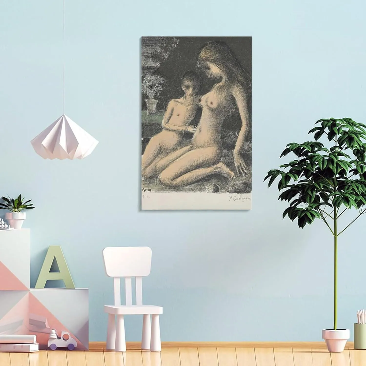 Paul Delvaux Posters Print BLUE AZALEA Wall Art Poster Gifts Bedroom Prints Home Decor Hanging Picture Canvas Painting Posters 12x18inch(30x45cm)