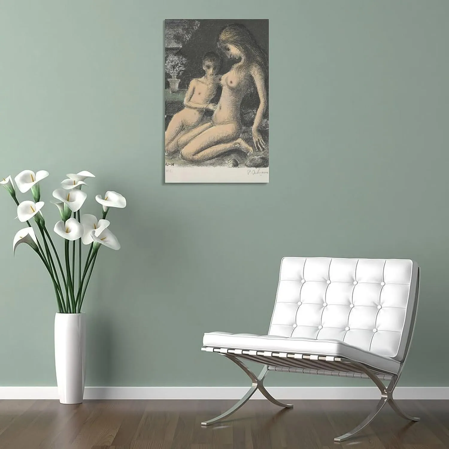 Paul Delvaux Posters Print BLUE AZALEA Wall Art Poster Gifts Bedroom Prints Home Decor Hanging Picture Canvas Painting Posters 12x18inch(30x45cm)