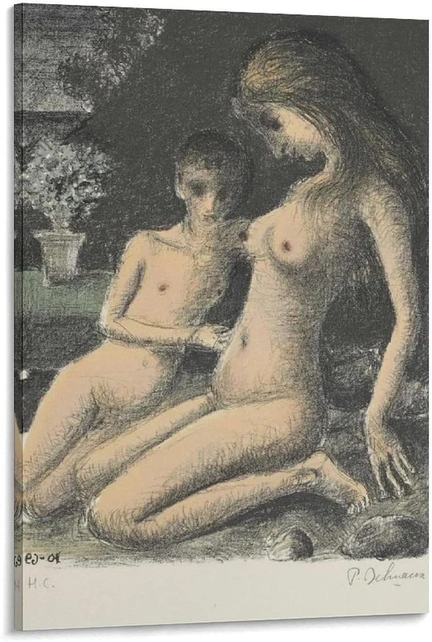Paul Delvaux Posters Print BLUE AZALEA Wall Art Poster Gifts Bedroom Prints Home Decor Hanging Picture Canvas Painting Posters 12x18inch(30x45cm)