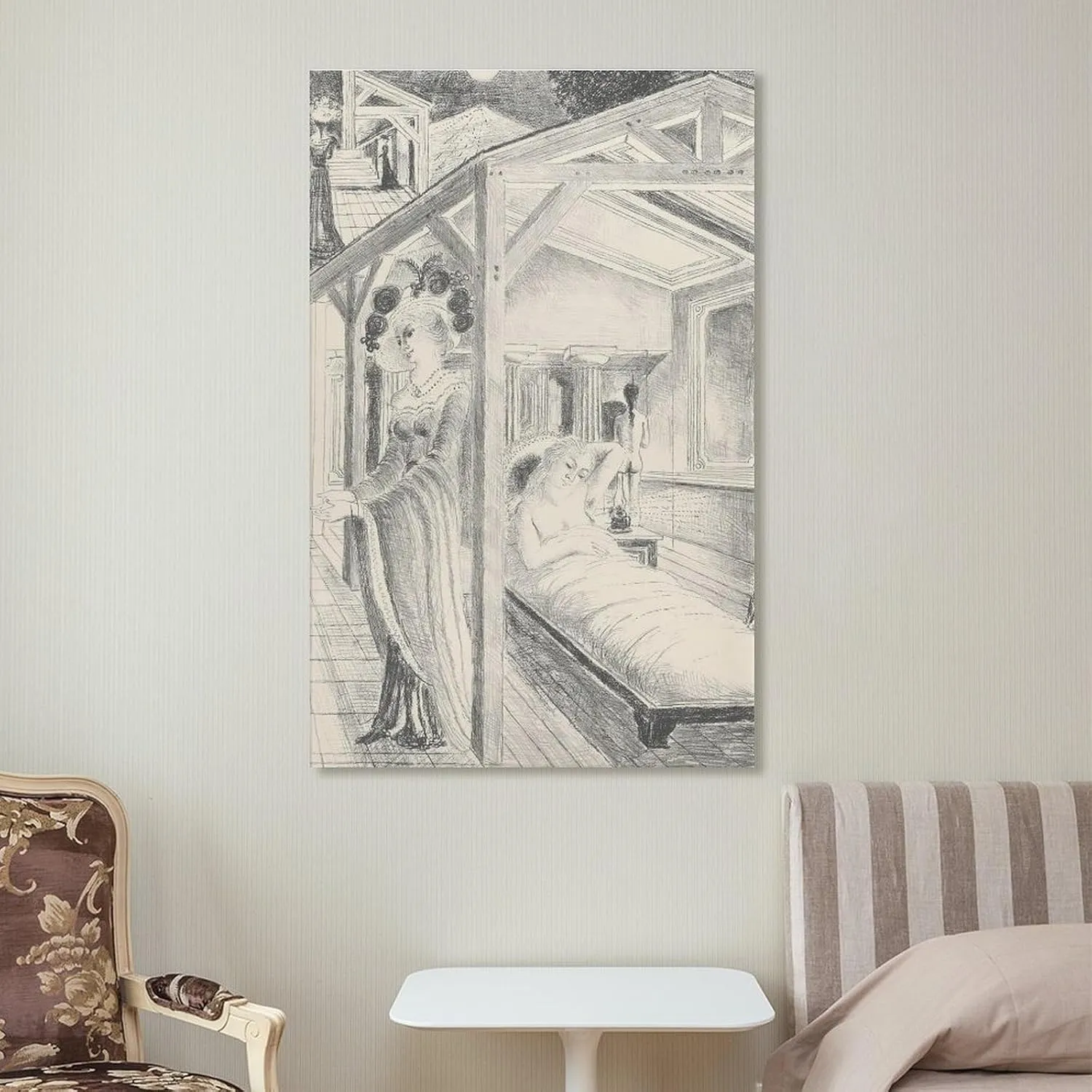 Paul Delvaux Posters Print THE SEA IS NEAR Posters Wall Art Painting Canvas Gift Living Room Prints Bedroom Decor Poster Artworks 12x18inch(30x45cm)