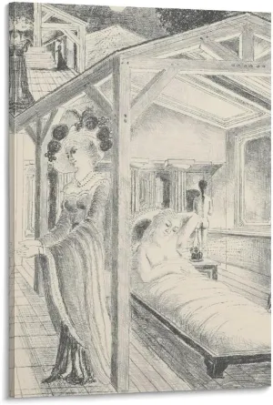 Paul Delvaux Posters Print THE SEA IS NEAR Posters Wall Art Painting Canvas Gift Living Room Prints Bedroom Decor Poster Artworks 12x18inch(30x45cm)