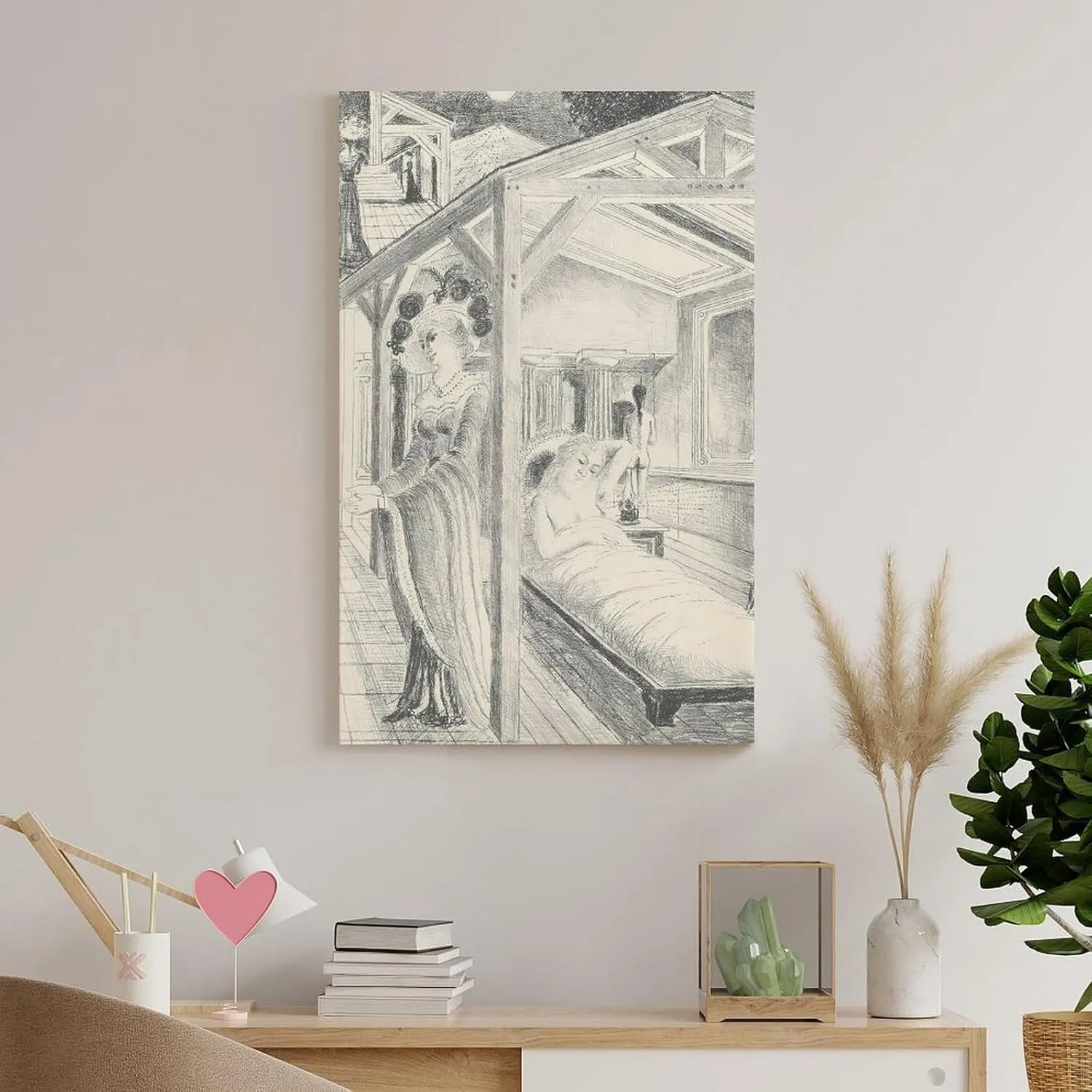 Paul Delvaux Posters Print THE SEA IS NEAR Posters Wall Art Painting Canvas Gift Living Room Prints Bedroom Decor Poster Artworks 12x18inch(30x45cm)