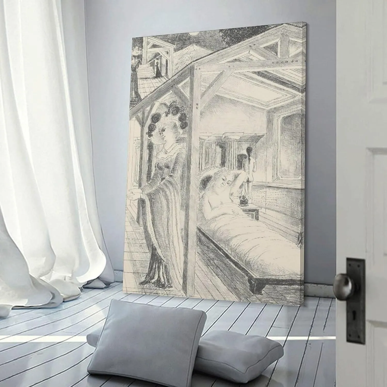 Paul Delvaux Posters Print THE SEA IS NEAR Posters Wall Art Painting Canvas Gift Living Room Prints Bedroom Decor Poster Artworks 12x18inch(30x45cm)