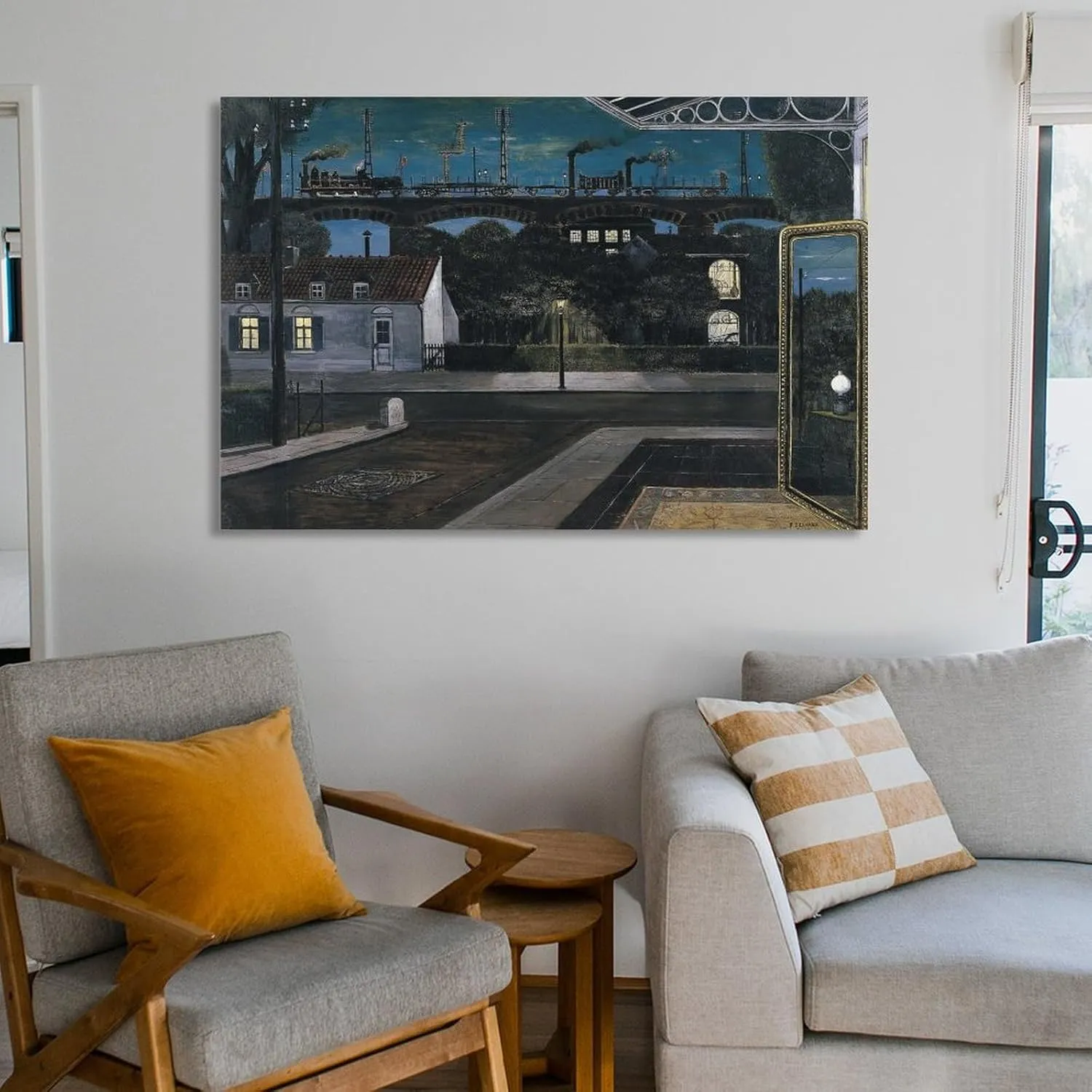 Paul Delvaux Posters Print The Viaduct Room Aesthetic Poster Print Art Wall Painting Canvas Posters Gifts Modern Bedroom Decor 12x18inch(30x45cm)