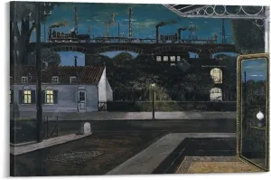 Paul Delvaux Posters Print The Viaduct Room Aesthetic Poster Print Art Wall Painting Canvas Posters Gifts Modern Bedroom Decor 12x18inch(30x45cm)