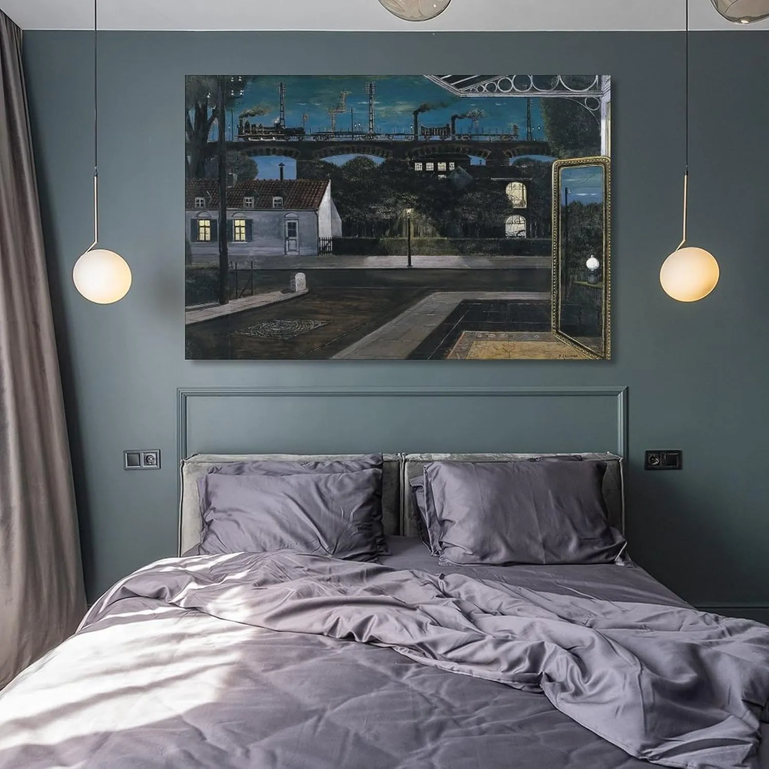 Paul Delvaux Posters Print The Viaduct Room Aesthetic Poster Print Art Wall Painting Canvas Posters Gifts Modern Bedroom Decor 12x18inch(30x45cm)