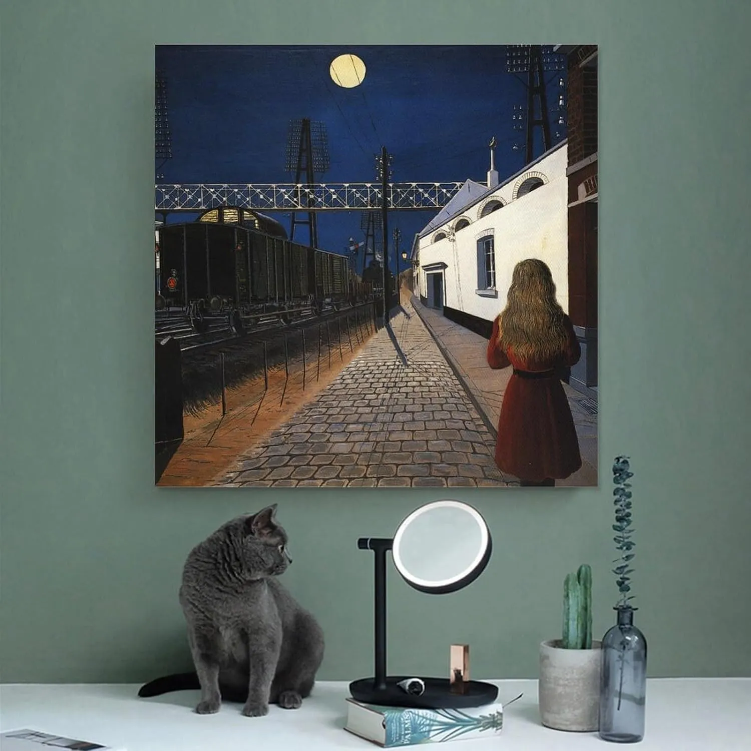 Paul Delvaux Print Painting -Loneliness Poster Cool Artworks Painting Wall Art Canvas Prints Hanging Picture Home Decor Posters 16x16inch(40x40cm)