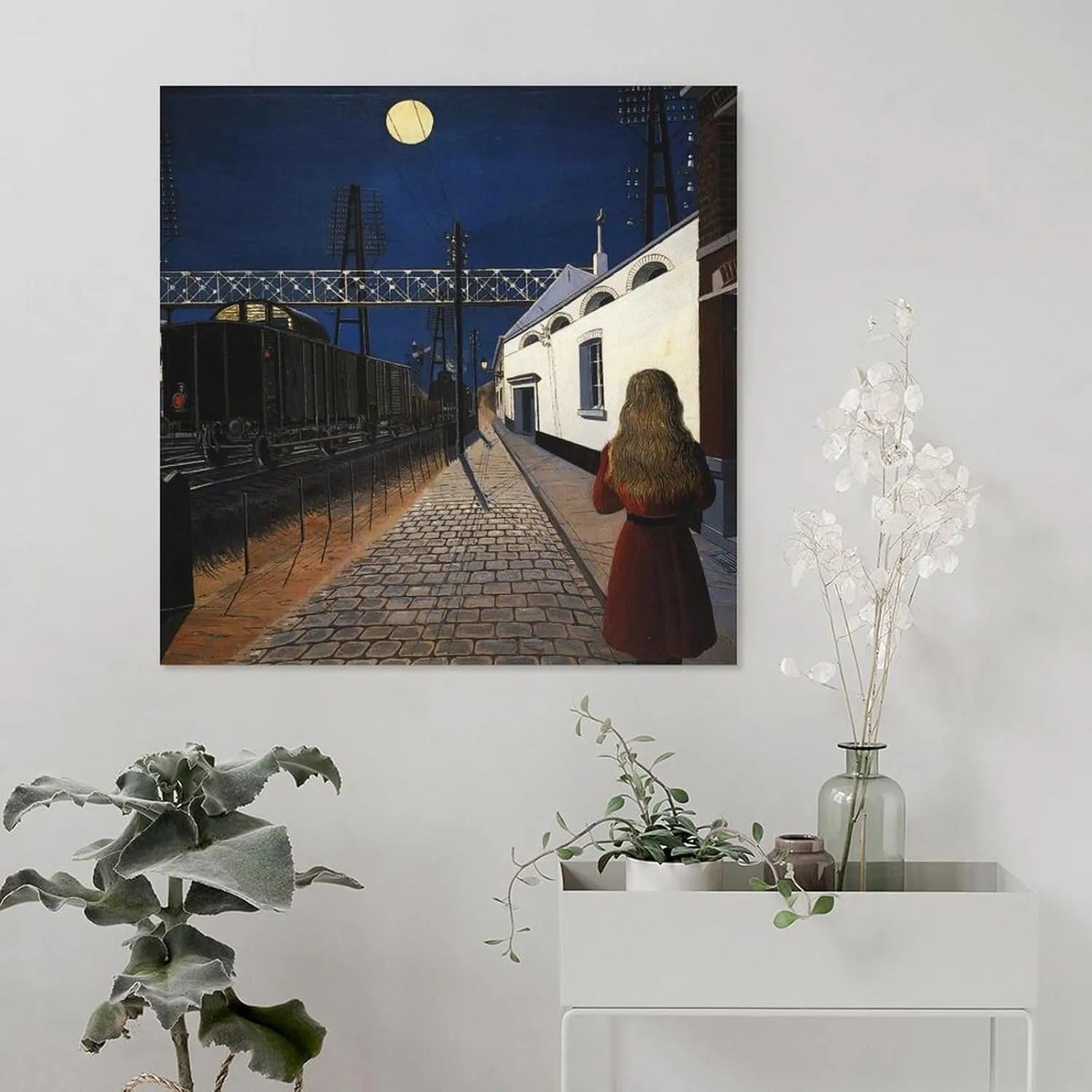 Paul Delvaux Print Painting -Loneliness Poster Cool Artworks Painting Wall Art Canvas Prints Hanging Picture Home Decor Posters 16x16inch(40x40cm)