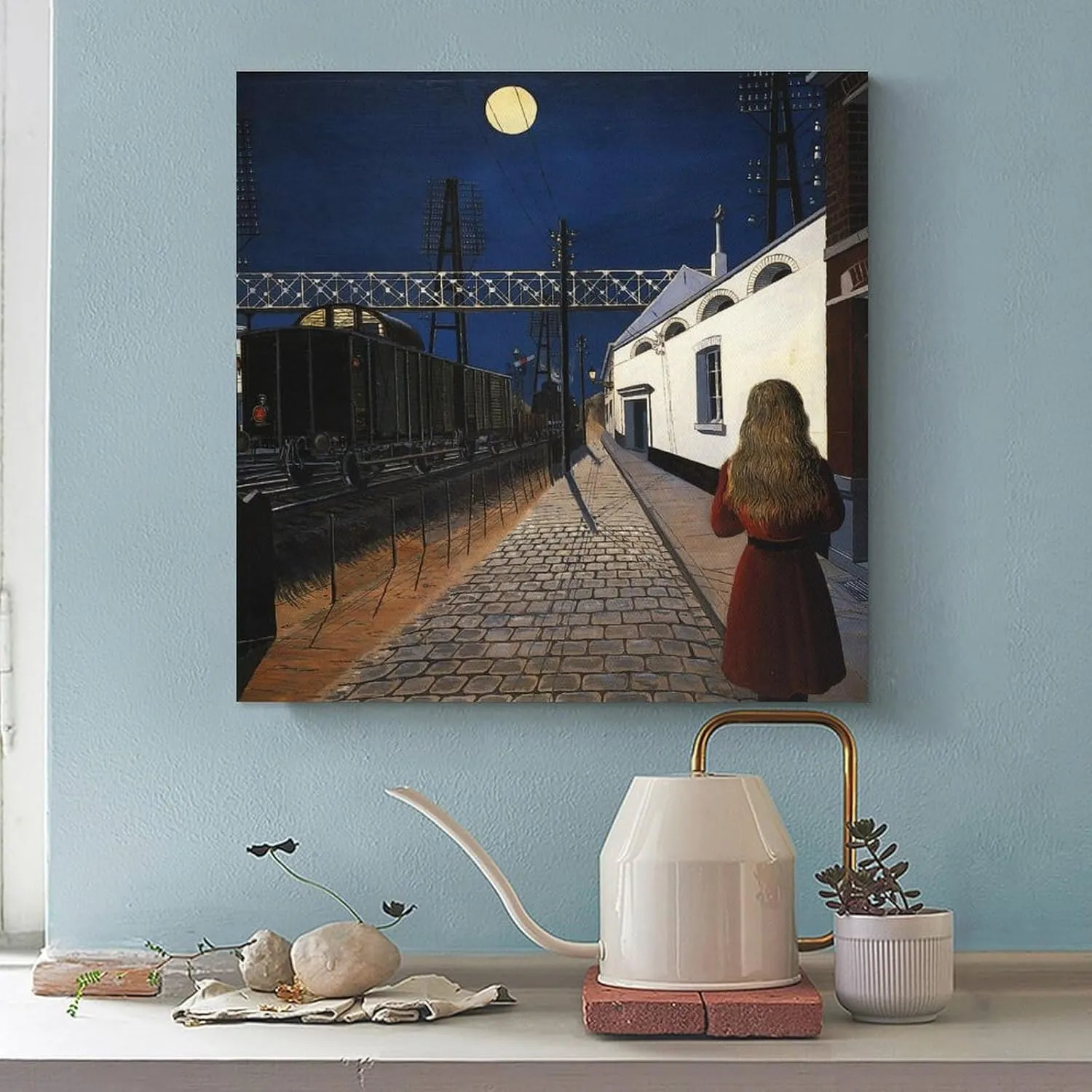 Paul Delvaux Print Painting -Loneliness Poster Cool Artworks Painting Wall Art Canvas Prints Hanging Picture Home Decor Posters 16x16inch(40x40cm)