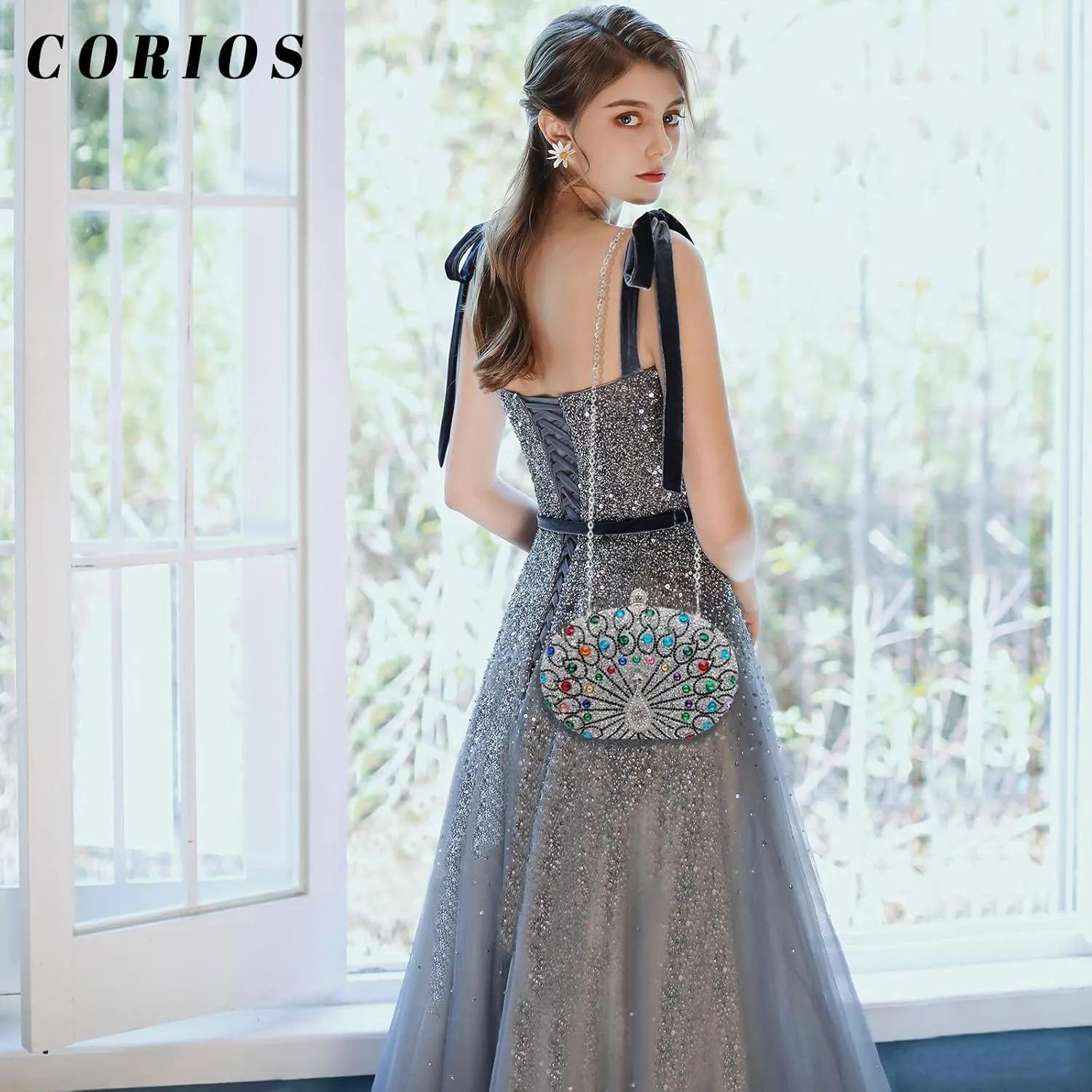 Peacock Evening Bag Rhinestone Clutch Bag for Women Sparkly Crystal Handbag Bridal Wedding Purse Elegant Shoulder Bag